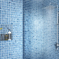 Blue Glass Mosaic Peel Stick Backsplash Art Tiles