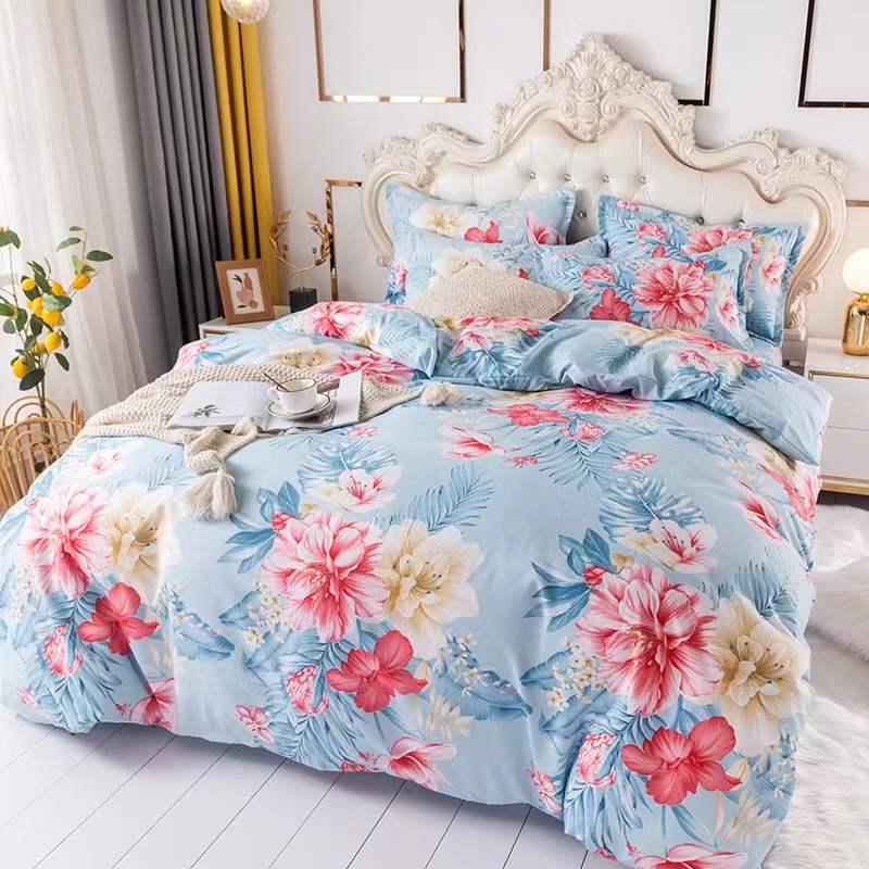 Bright color flower printed bedding set