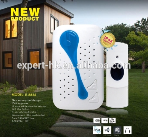 Wireless Doorbell Remote Door Bell Chime,IP44,Waterproof doorbell , EU/US/UK Plug