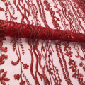 Red Sequin Lace Embroidery Fabric