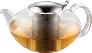 clear borosilicate handblown glass teapot heat resistanting