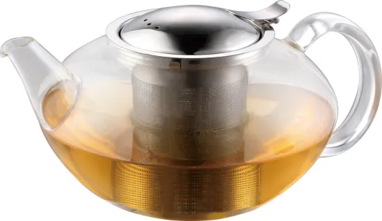 clear borosilicate handblown glass teapot heat resistanting