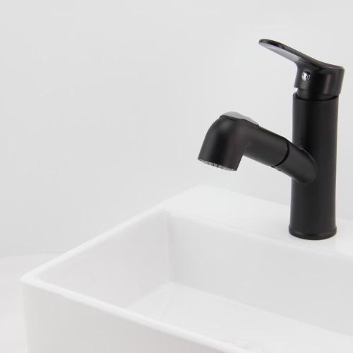 Goose Neck Pull Out Black Bathroom Basin Faucet