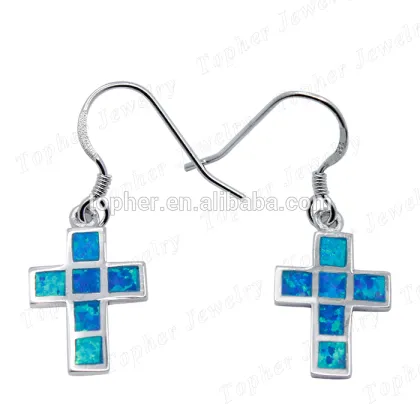 New Arriva 2016 corss earrings cross shaped opal earrings