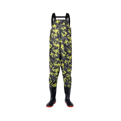 One-Piece Wading Pants with Rain Shoes and Thick Fishing Legs
