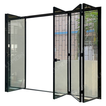 Puertas de vidrio de acordeón plegable de aluminio de marco estrecho