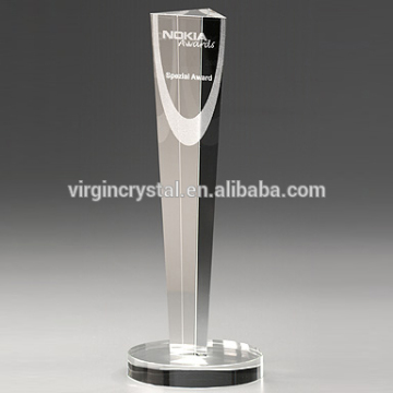 Exquisite crytsal tall pillar awards trophies with logo for corporate gifts
