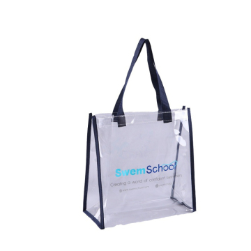 Laser PVC tote sewn plastic cosmetics shopping bags