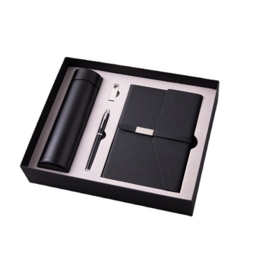 Juego de regalos corporativos de lujo: cuaderno de logotipo personalizado, bolígrafo, botella de agua y USB en elegante caja de regalo para mujeres