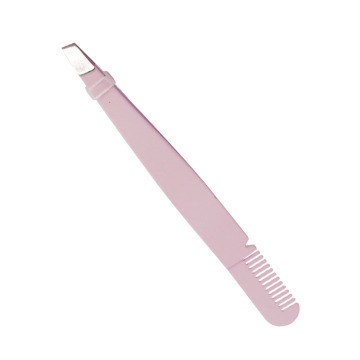 Stainless Steel Professional Eyebrow Tweezer with Brush Comb for Eyelash Extensions