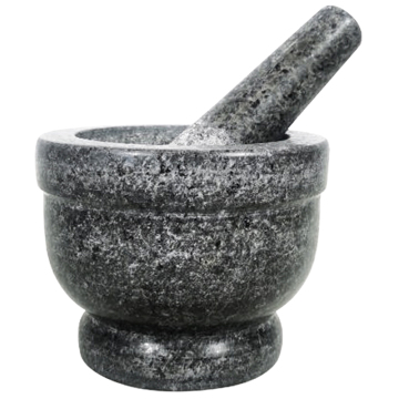 High Quality 5"x4" Natural Stone Herb and Spice Grinder with Wooden Base: Granite Mortar and Pestle Set - 13x10.5cm