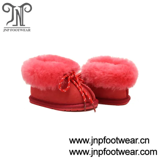 Winter cosy fur cuff sheepskin kids booties