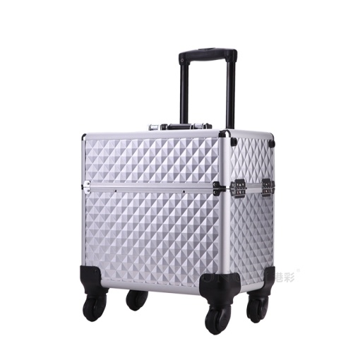 Travel hard makeup case on wheels