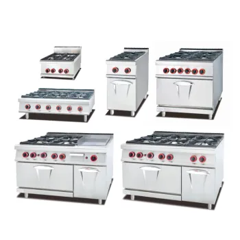 4-6 Burner Restaurant Cook Machines: Kitchen Equipment Gas Stoves with Ovens - LPG Commercial Gas Cookers