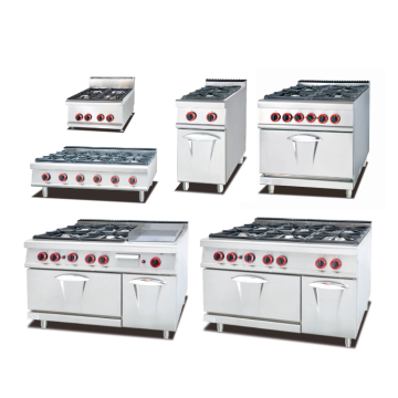 4-6 Burner Restaurant Cook Machines: Kitchen Equipment Gas Stoves with Ovens - LPG Commercial Gas Cookers
