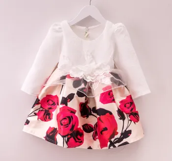 2016 korean kids long sleeve princess dress party wear dress for baby girls