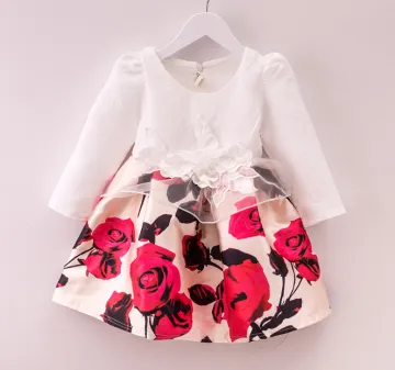 2016 korean kids long sleeve princess dress party wear dress for baby girls