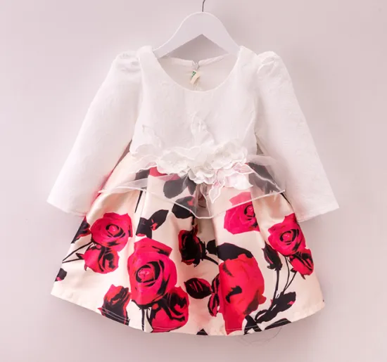 2016 korean kids long sleeve princess dress party wear dress for baby girls