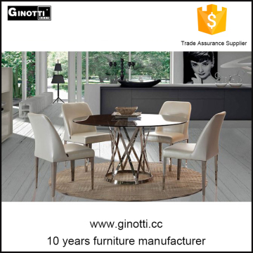 Stainless steel dining table set with glass
