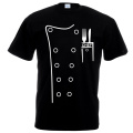 Homme T-Shirt Men Fashion Chef Tee Shirt Black Funny Novelty Head Cook Kitchen Cooking Bar Stafft Shirts For Men