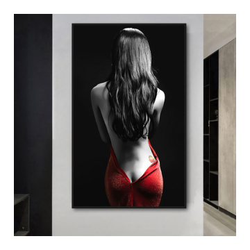 Modern Red Skirt Woman Canvas Print for Living Room Decor