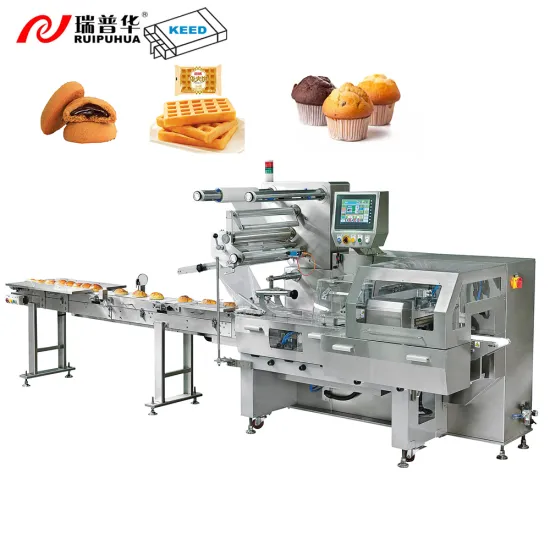 Horizontal Flow Pack Packaging Machine for Bakery Foods like Taiwan Keed Multifunction Pillow Type Bread, Cakes, and Croissants