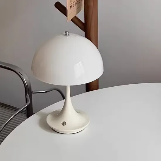 3000K Touch Portable Mushroom LED Desk Lamp - Rechargeable USB Cordless