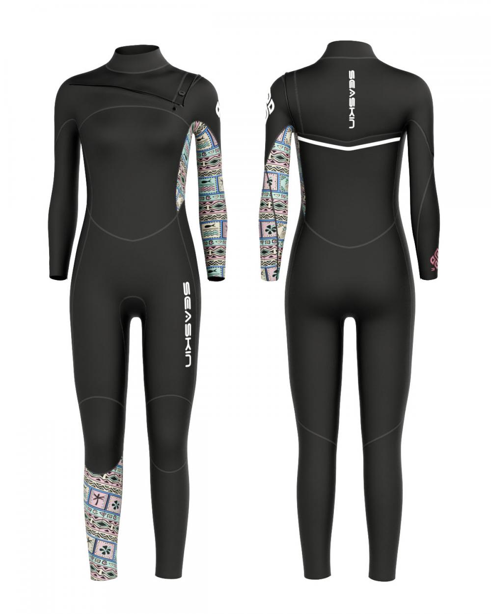 Seaskin Womens 4/3mm Stretch Steamer High Elastic Wetsuit Penuh