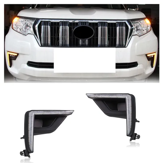 Gobison LED Daytime Running Lights with Yellow Turn Signal for Prado FJ150 2017-2019