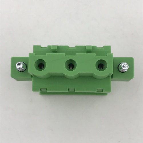 Vertical pluggable terminal block with locking screws