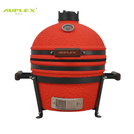 Auplex 16 Inch Mini Red Kamado Outdoor Ceramic Tabletop BBQ Grill