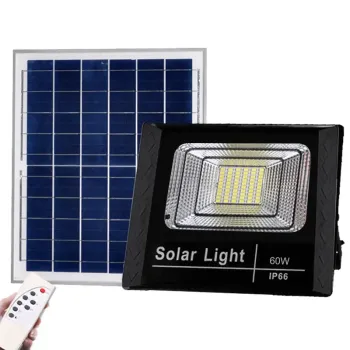 60W-90W Solar Flood Light with Timer, Dimmable IP66 Security Lighting & Remote Control for Outdoors