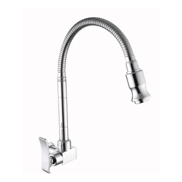 Chrome plated wall mounted flexible spout kitchen faucet