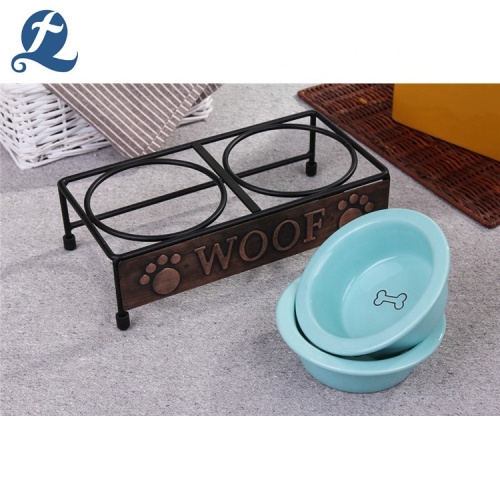 Colorful Ceramic Cat Dog Pet Food Water Feeder