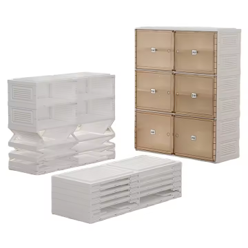 Transparent Foldable Plastic Shoe Box with Multi-layer Rack