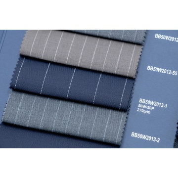 Charcoal Stripe 50% Wool Fabric