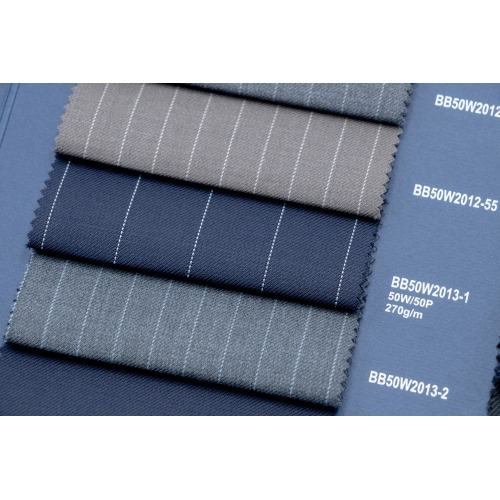 Charcoal Stripe 50% Wool Fabric
