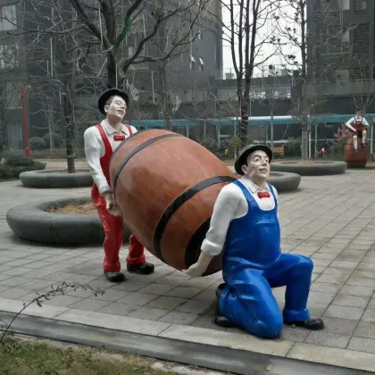 Happy celebrate statue fiberglass red wine sculpture