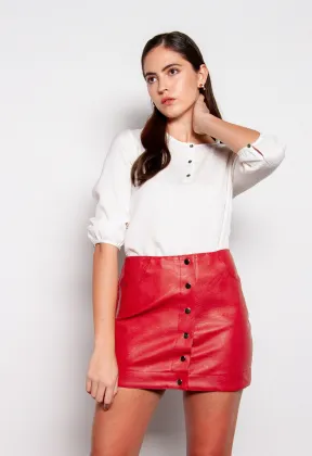 2020 New Fashion Red Ladies Pu Leather Skirt