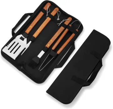 Stainless Steel Barbecue Accessories: Fork, Clip, String Brush for Camping
