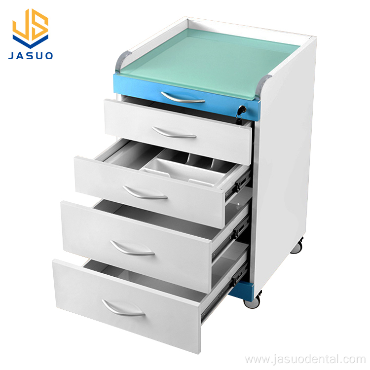 4 Drawers Stainless Steel Dental Trolley Cabinet