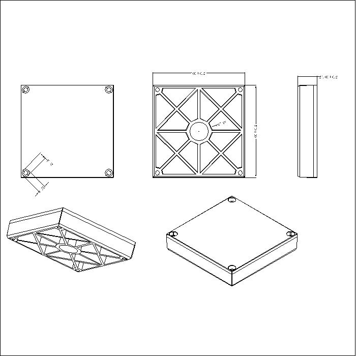 100100 Plastic Box 100 X 100 X 21mm With 4 Holes ABS Light Grey Colour