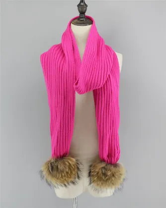 knit gril big pompom scarf