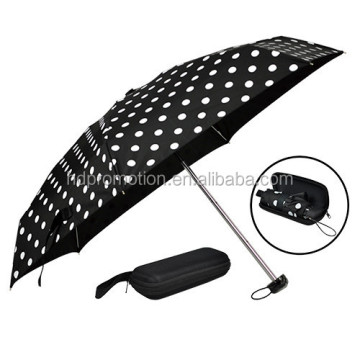 Super Mini 5-Fold Fabric Umbrella Plastic Handle Fiberglass Frame Manual Open Pongee Business Business Gift Case Included