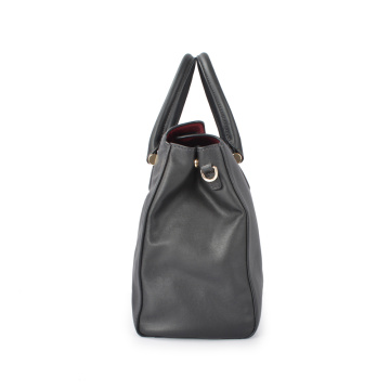 Bolso tote grande de cuero genuino negro para dama