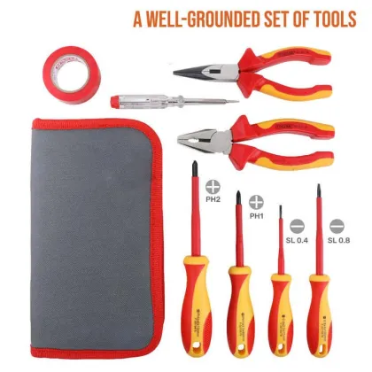 8pcs 1000V VDE Approved Insulated Electrician Tool Kit