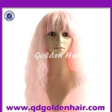 Fashionable Heat Resistant Pink High Quality Synthetic Long Wig For Cosplay