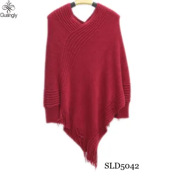 China Factory Fashion Knitted Shawl with Sleeve Pullover