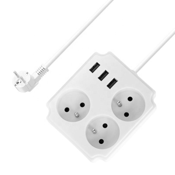 French High-Quality 3 Outlet Power Strip with 3 USB