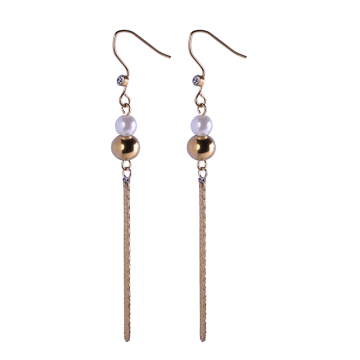 Chinese wholesale fashion design pearl tassel long chain earrings